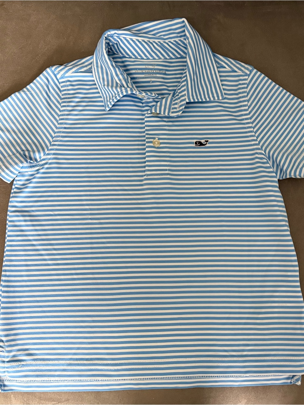 Vineyard Vines Boys Size 5 Blue White Striped Polo Whale Logo